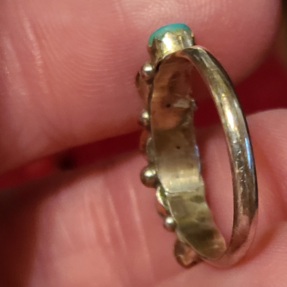 925 Vintage Multi Gemstone Ring 6.5 Band Southwestern Turquoise Sterling Silver - Picture 9 of 12